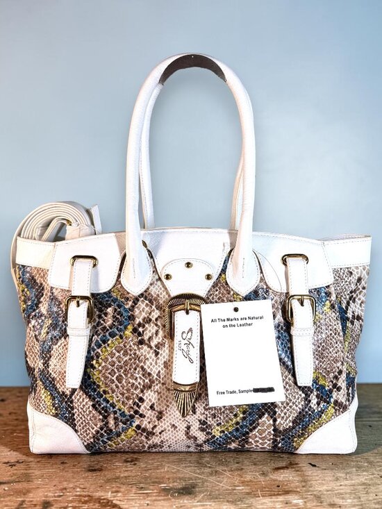 Sharif Handbags - Sharif 1827 Studio Leather and Snake Foil Top Handle Shoulder Bag - SAMPLE BAG